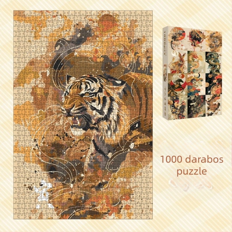 Papíralapú sík puzzle, 1000 darabos, kínai zodiákus felismerés, oktató játék, kínai kultúra stílusa, testreszabható rajzok