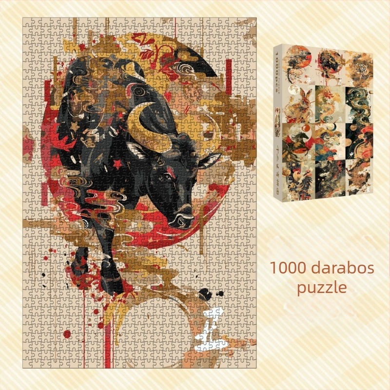 Papíralapú sík puzzle, 1000 darabos, kínai zodiákus felismerés, oktató játék, kínai kultúra stílusa, testreszabható rajzok