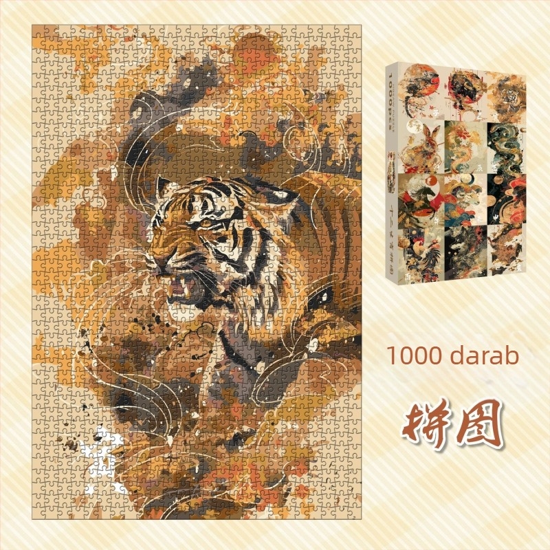 Papíralapú sík puzzle, 1000 darabos, kínai zodiákus felismerés, oktató játék, kínai kultúra stílusa, testreszabható rajzok