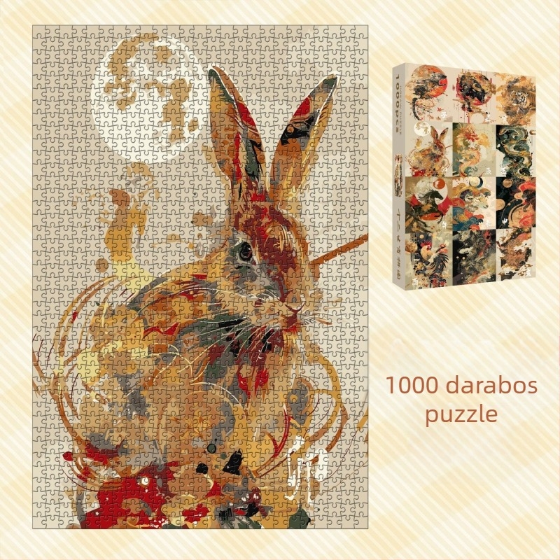 Papíralapú sík puzzle, 1000 darabos, kínai zodiákus felismerés, oktató játék, kínai kultúra stílusa, testreszabható rajzok