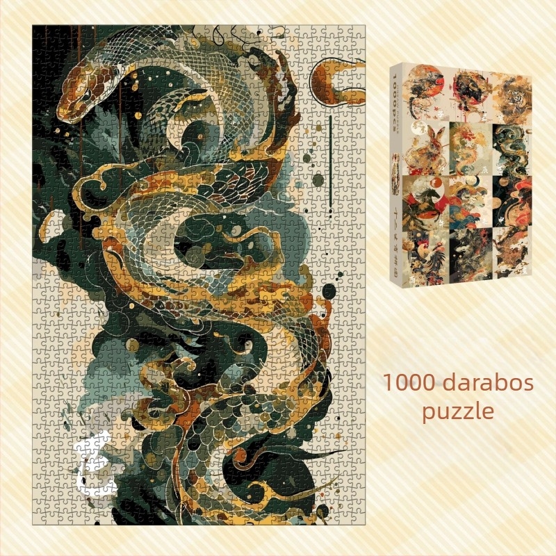 Papíralapú sík puzzle, 1000 darabos, kínai zodiákus felismerés, oktató játék, kínai kultúra stílusa, testreszabható rajzok