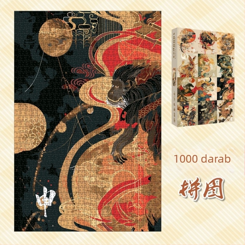Papíralapú sík puzzle, 1000 darabos, kínai zodiákus felismerés, oktató játék, kínai kultúra stílusa, testreszabható rajzok