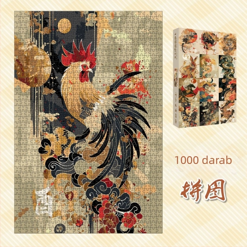 Papíralapú sík puzzle, 1000 darabos, kínai zodiákus felismerés, oktató játék, kínai kultúra stílusa, testreszabható rajzok