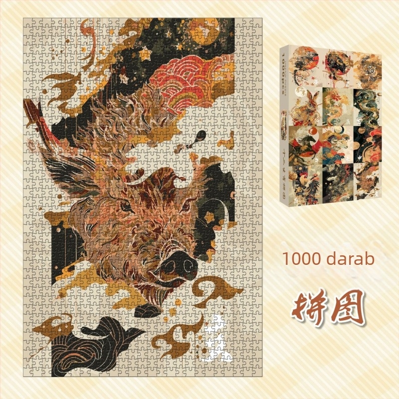 Papíralapú sík puzzle, 1000 darabos, kínai zodiákus felismerés, oktató játék, kínai kultúra stílusa, testreszabható rajzok