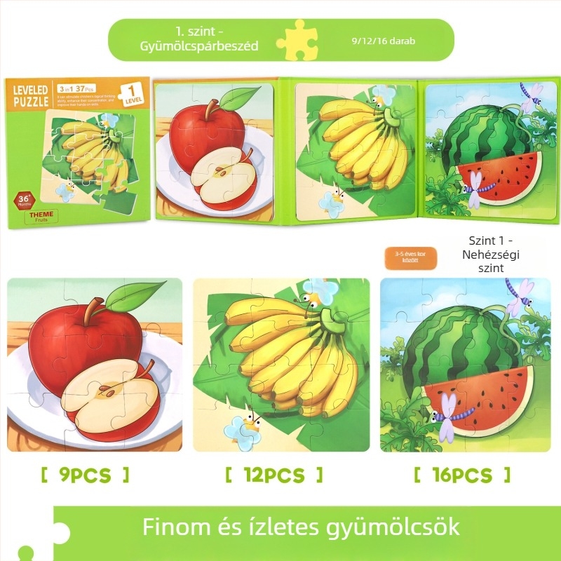 Hajtogatós papíralapú puzzle könyv gyerekeknek, 11 jelenet, síkpuzzle, korai oktatás, uniszex, 4-6 évesek, testreszabható a tervei szerint.
