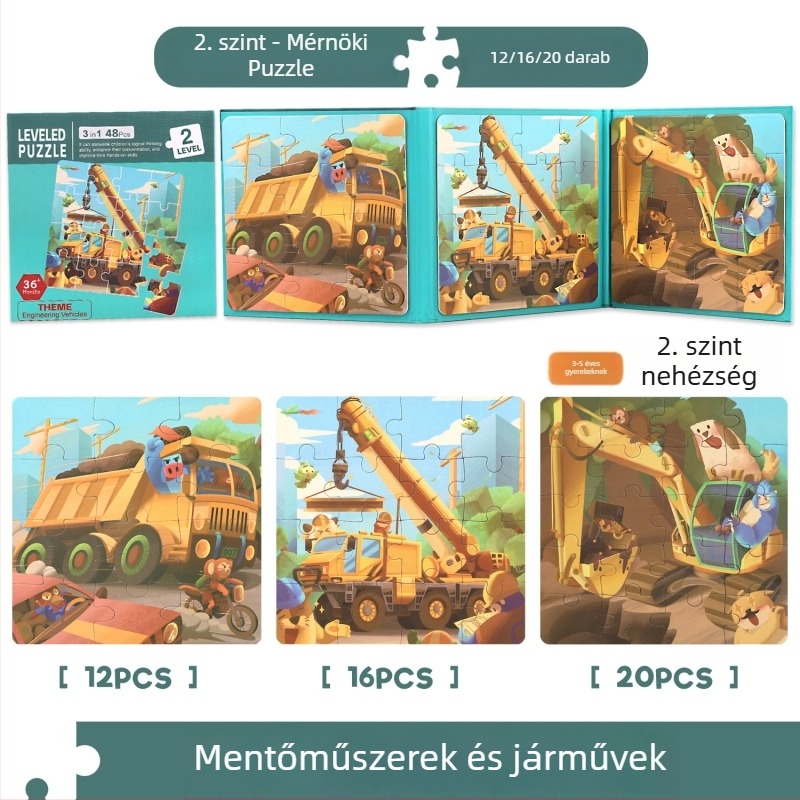 Hajtogatós papíralapú puzzle könyv gyerekeknek, 11 jelenet, síkpuzzle, korai oktatás, uniszex, 4-6 évesek, testreszabható a tervei szerint.
