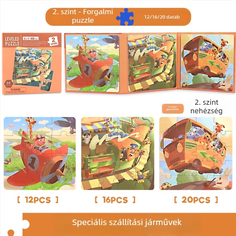 Hajtogatós papíralapú puzzle könyv gyerekeknek, 11 jelenet, síkpuzzle, korai oktatás, uniszex, 4-6 évesek, testreszabható a tervei szerint.