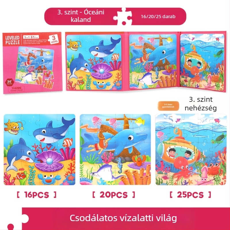 Hajtogatós papíralapú puzzle könyv gyerekeknek, 11 jelenet, síkpuzzle, korai oktatás, uniszex, 4-6 évesek, testreszabható a tervei szerint.