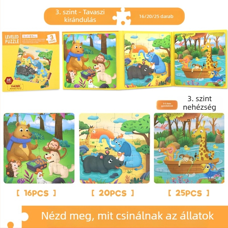 Hajtogatós papíralapú puzzle könyv gyerekeknek, 11 jelenet, síkpuzzle, korai oktatás, uniszex, 4-6 évesek, testreszabható a tervei szerint.