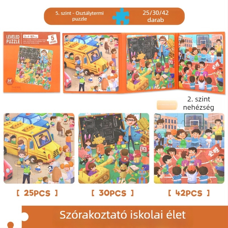 Hajtogatós papíralapú puzzle könyv gyerekeknek, 11 jelenet, síkpuzzle, korai oktatás, uniszex, 4-6 évesek, testreszabható a tervei szerint.