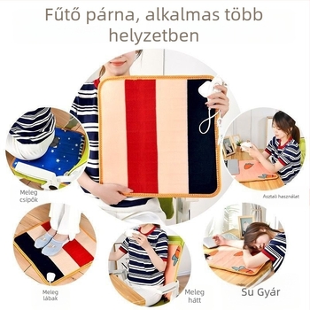 Fűthető irodai székhöz ülőpárna, felső anyaga nyuszi szőrű fleece, USB-tápellátás, melegítő talpbetét dizájn