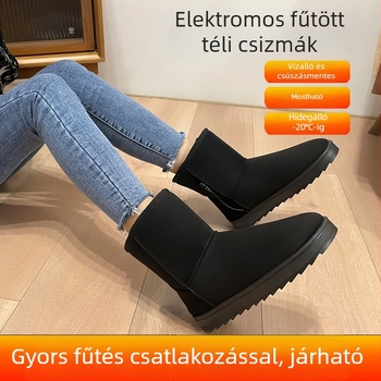 Jiabei USB elektromos fűtéses papucsok férfiak és nők számára, velúr felsőrész, fűtés szénszálakkal, USB tápegység, 6V/5V