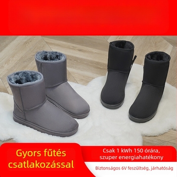 Jiabei USB elektromos fűtéses papucsok férfiak és nők számára, velúr felsőrész, fűtés szénszálakkal, USB tápegység, 6V/5V