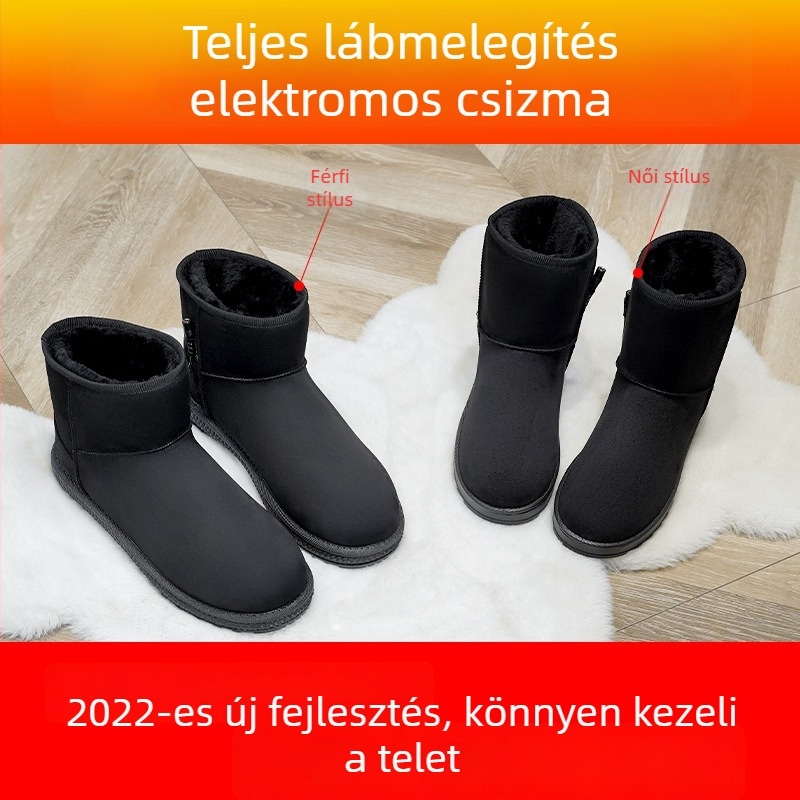 Jiabei USB elektromos fűtéses papucsok férfiak és nők számára, velúr felsőrész, fűtés szénszálakkal, USB tápegység, 6V/5V