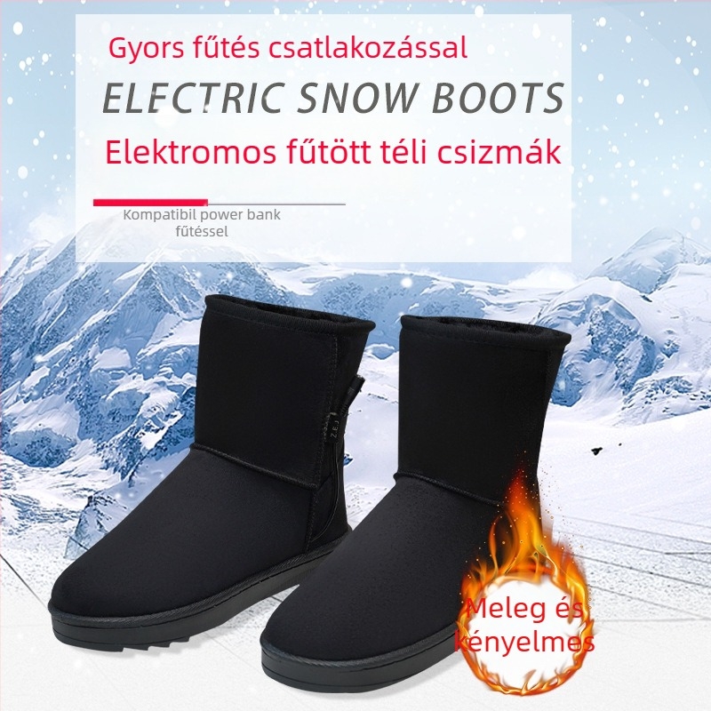Jiabei USB elektromos fűtéses papucsok férfiak és nők számára, velúr felsőrész, fűtés szénszálakkal, USB tápegység, 6V/5V