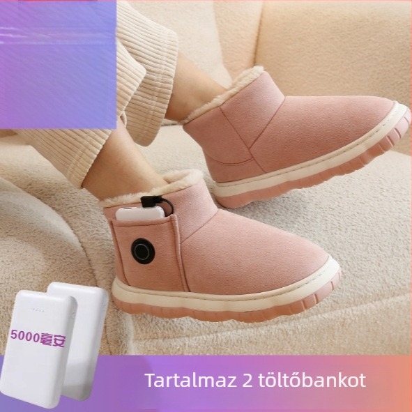 Grafén USB fűtött papucs sétához – uniszex, velúr felső, gumi talp