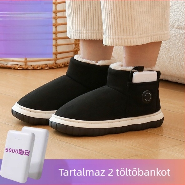 Grafén USB fűtött papucs sétához – uniszex, velúr felső, gumi talp