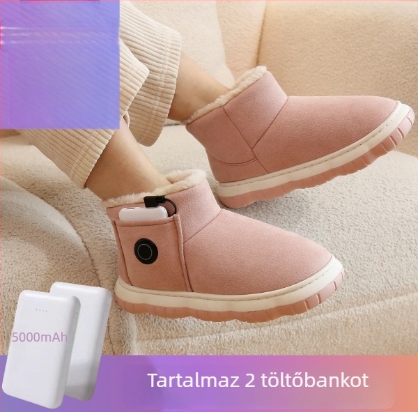 Grafén USB fűtött papucs sétához – uniszex, velúr felső, gumi talp