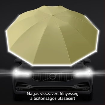 Fordított hajtogatású esernyő, 10 bordával, rostváz, Impact 210T anyagú kupola, UPF50+ UV védelem, fél-automata nyitás, automatikus zárás, logóval testre szabható