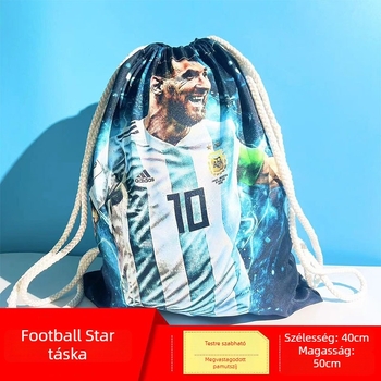 Futball felszerelés táska húzózsinórral, pamut anyag, cipő és mezek tárolására, logó nyomtatva