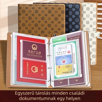 Bőr dokumentumtároló kapcsos zárással, modell H008, belső oldalak PVC, 18–24 lap, információs könyvre cseréhez, logóval testre szabható