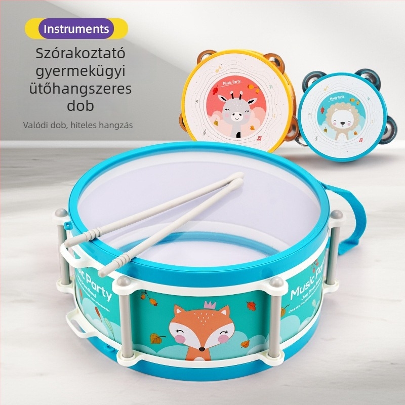 Gyerekeknek szánt hangszerkészlet — műanyagból, Orff-inspirált hangszerek, 4–6 éveseknek, színes dobozban csomagolva