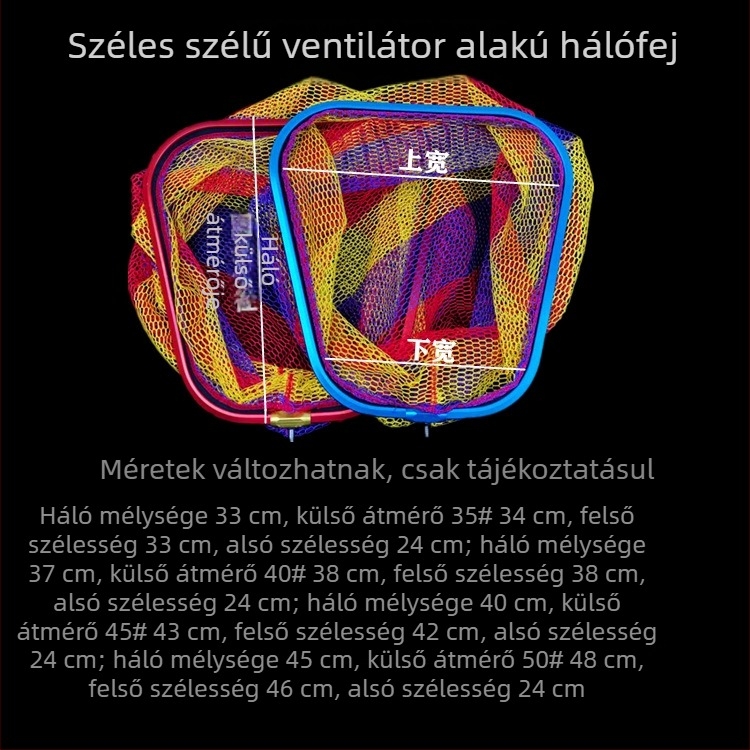 Alumíniumötvözetből készült halászati hálófej, nem hajtogatható, nylon hálóval, háromszög-körös dizájn, anti-akasztás