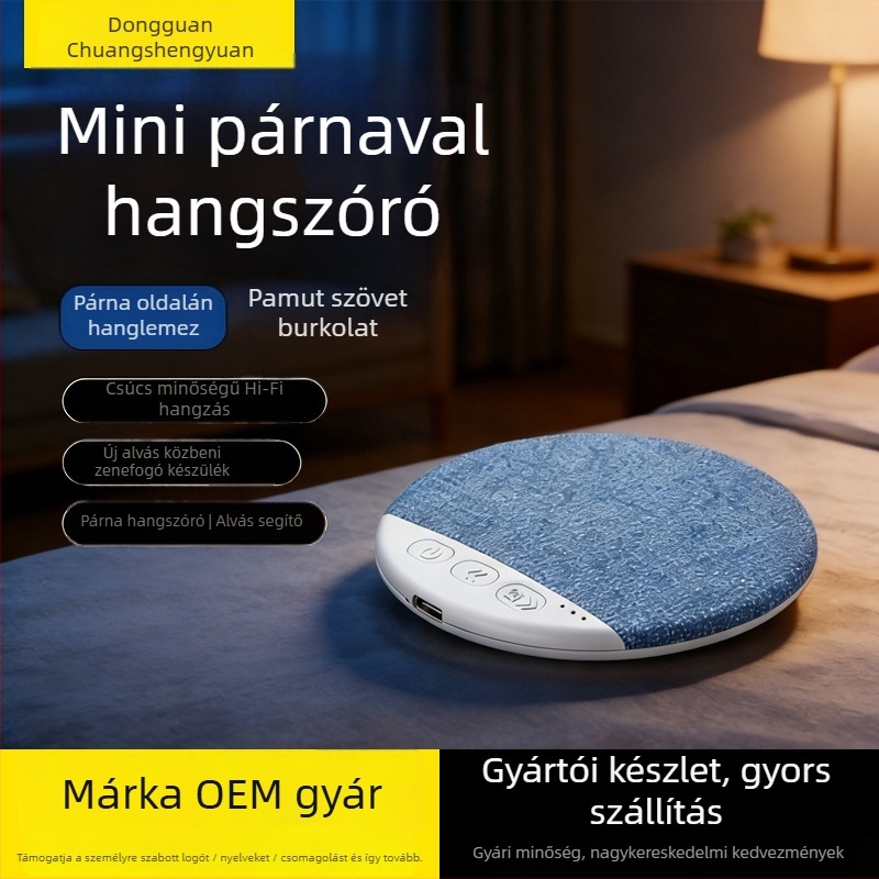 Párna alatti alvás-hangszóró, Bluetooth 5.3, mini hangszóró, frekvenciatartomány 60 Hz–15 kHz, kimeneti teljesítmény <10 W, SNR ≥60 dB, lejátszási idő 6 óra