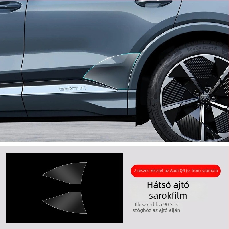 Chiwick TPU átlátszó védőfilm Audi Q4 e-tronhoz: első és hátsó ajtó sarkok és karosszéria oldalsó szegélyeinek védelme