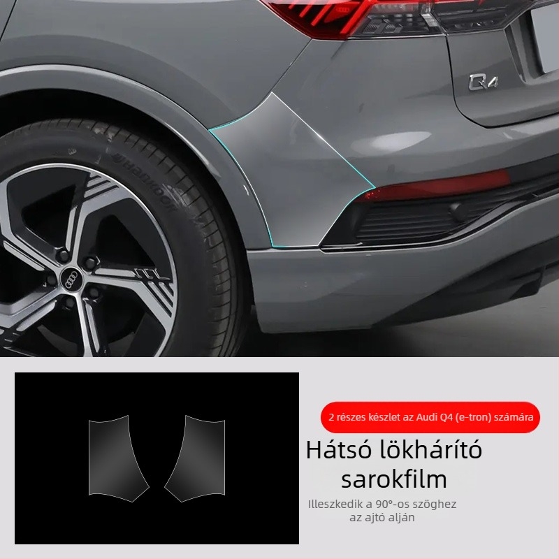 Chiwick TPU átlátszó védőfilm Audi Q4 e-tronhoz: első és hátsó ajtó sarkok és karosszéria oldalsó szegélyeinek védelme