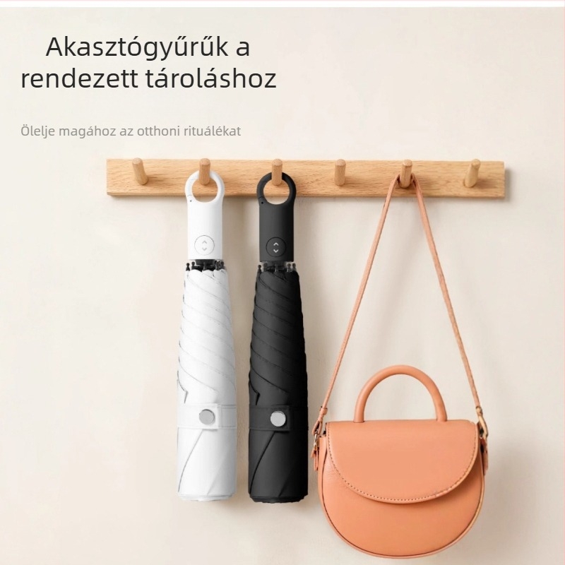 Teljesen automata összecsukható esernyő vinil bevonattal, hordozható nap- és esővédő esernyő logónyomtatással