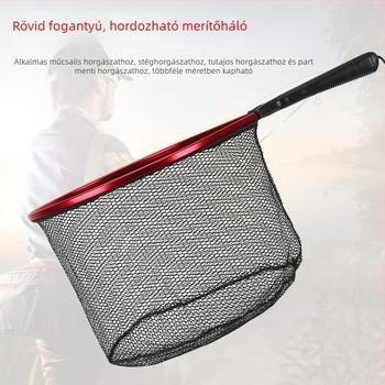 Alumíniumötvözetből készült rövid nyelű halászháló, raft- és patakmenti horgászatra, mély kosár, gyorsan száradó, akadás-álló, csali- és legyező horgászathoz