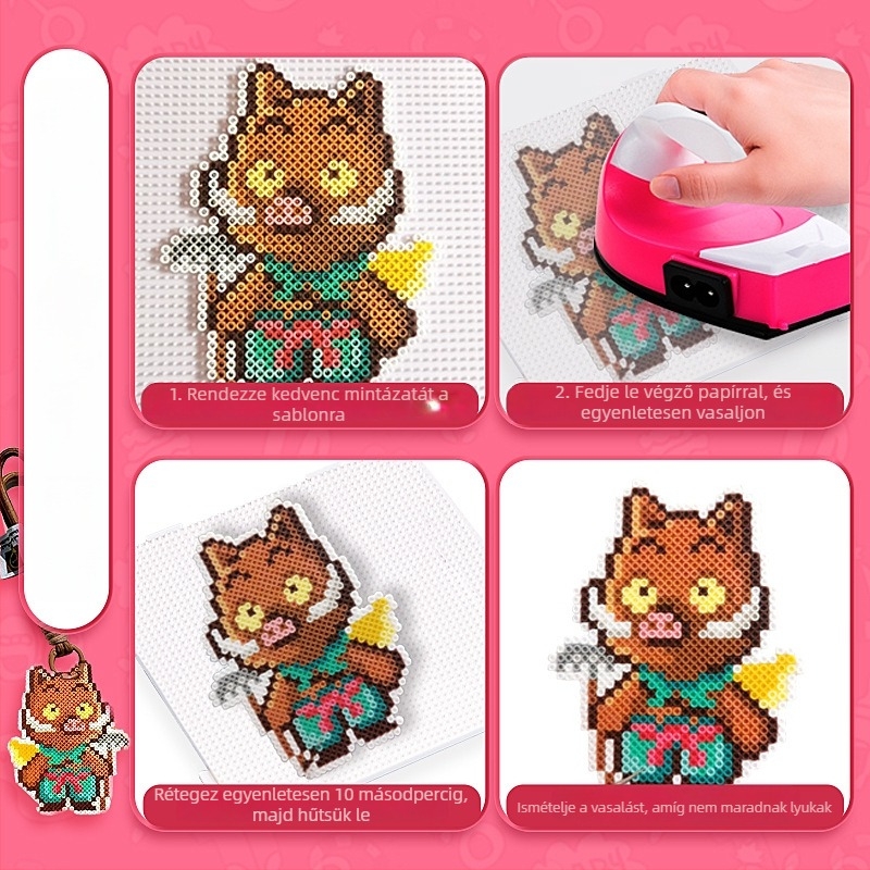 DIY gyöngy készlet 2,6 mm-es tollal, tűvel, klippel és teljes készlettel | Műanyag | Fehér doboz | 7–14 éveseknek | Tartalmaz útmutató videót