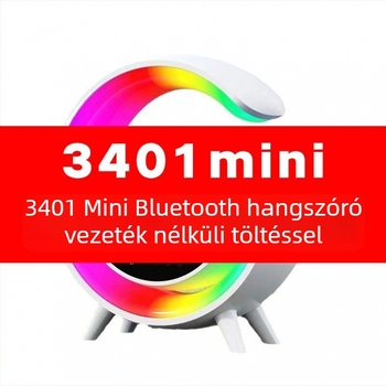 Bluetooth hangszóró ébresztővel, Bluetooth 5.3, beépített akkumulátor 1000–1200 mAh, USB vezeték nélküli töltés, asztali LED hangulatvilágítás
