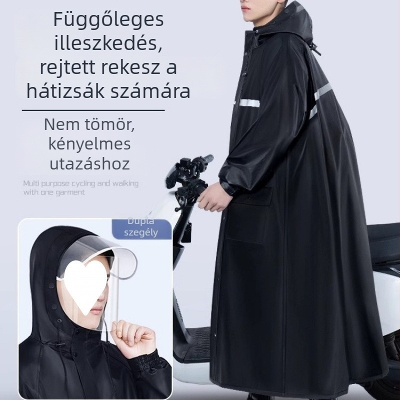 Kerékpáros esőkabát — PVC anyag, vékony, újrahasználható, PU ragasztó réteg