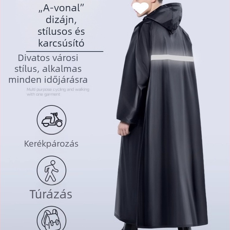 Kerékpáros esőkabát — PVC anyag, vékony, újrahasználható, PU ragasztó réteg