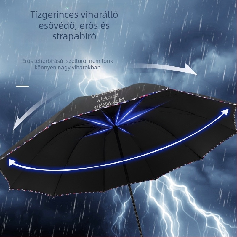 Három személyes esernyő – UPF 40+ napvédelmi, 12 bordás vasváz, műanyag fogantyú, manuális nyitás/zárás