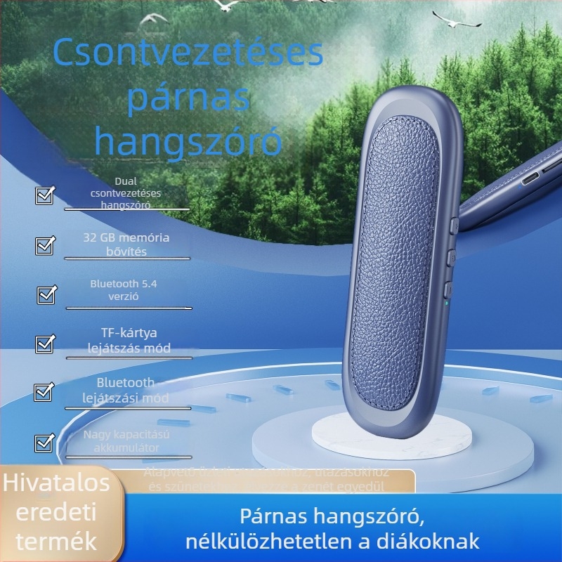 Alvásra tervezett csontvezetéses párna Bluetooth hangszóró – Bluetooth 5.3, frekvenciasáv 100 Hz–20 kHz, SNR ≥85 dB, beépített Akkumulátor 300–500 mAh, névleges teljesítmény 2,8 W