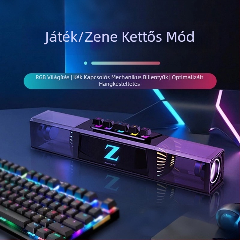 Asztali játékhangszóró mikrofonnal, kettős módú Bluetooth és vezetékes csatlakozás, 20W, 100Hz-20kHz, sztereó hang