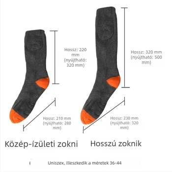 Uniszex melegítő pamut zokni, újratölthető, állítható hőmérséklet