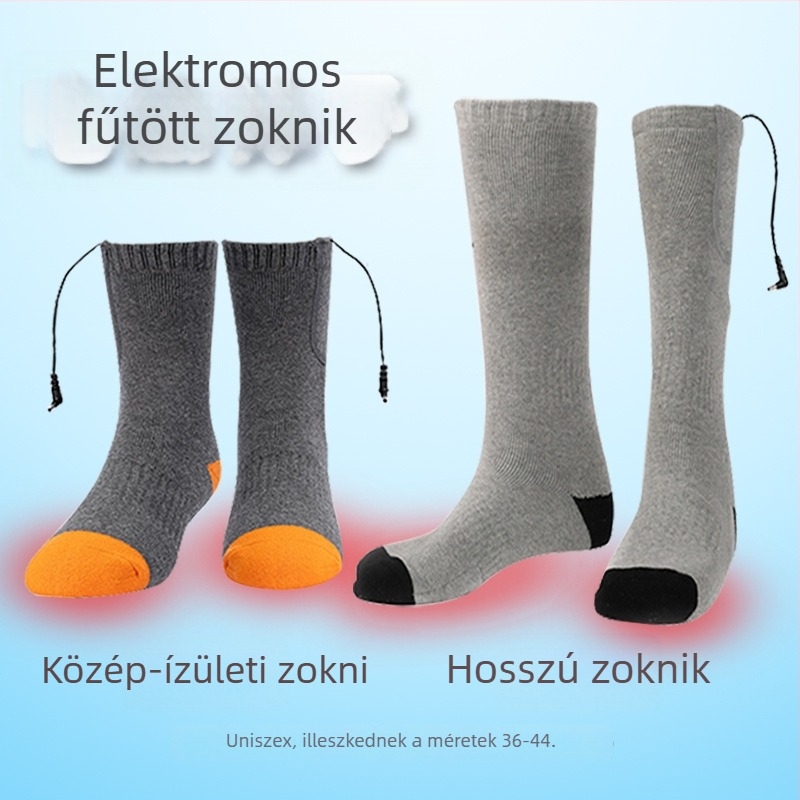 Uniszex melegítő pamut zokni, újratölthető, állítható hőmérséklet