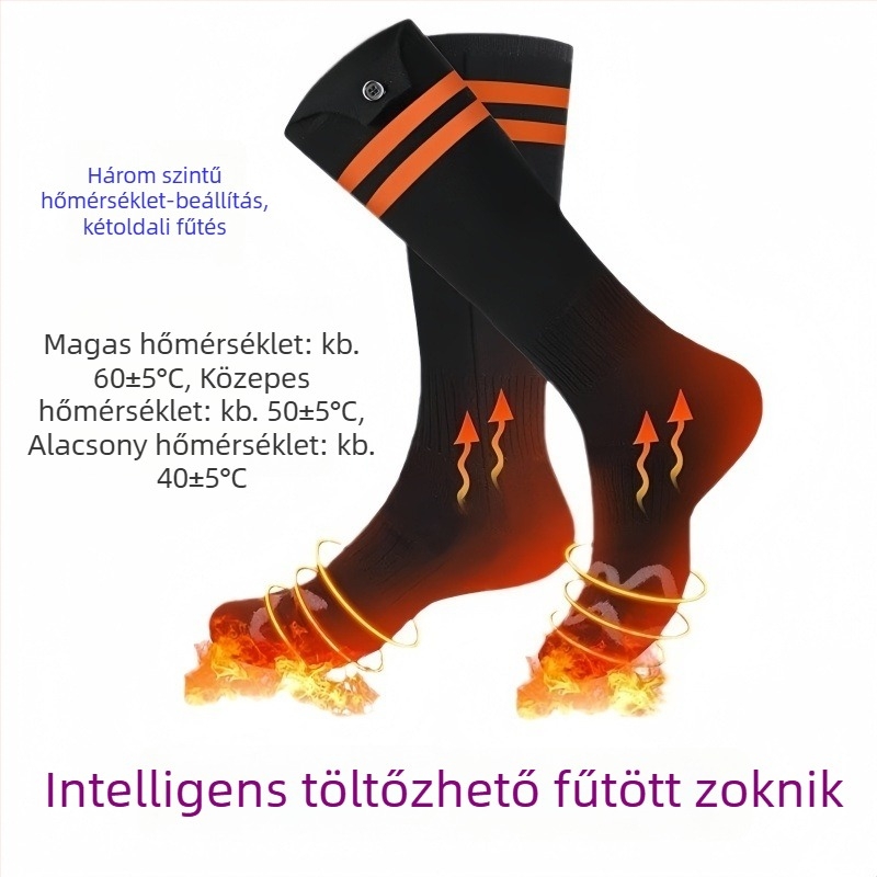 Uniszex melegítő pamut zokni, újratölthető, állítható hőmérséklet