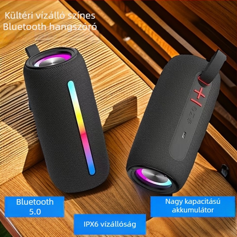 RGB világítással rendelkező Bluetooth hangszóró, 10W teljesítmény, Bluetooth 5.0, 100Hz-20kHz, SNR ≥75dB, beépített 1200–2000mAh akkumulátor