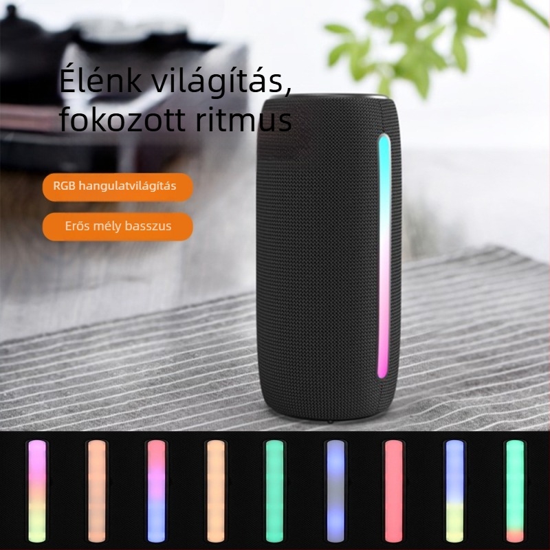 RGB világítással rendelkező Bluetooth hangszóró, 10W teljesítmény, Bluetooth 5.0, 100Hz-20kHz, SNR ≥75dB, beépített 1200–2000mAh akkumulátor