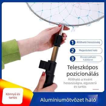 3 m Ötvözetből készült alumínium összecsukható horgász háló, hálótáskával