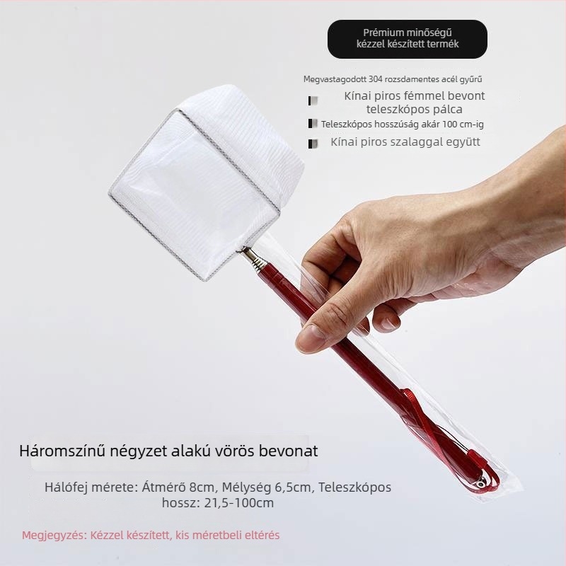 Rozsdamentes acélból készült akváriumi halászháló, kézi használat, sűrű 3D háló