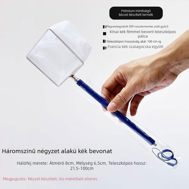 Rozsdamentes acélból készült akváriumi halászháló, kézi használat, sűrű 3D háló