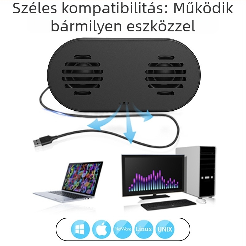 USB hordozható hangfal mikrofonnal és kettős hangszórókkal (USB interfész, 100 Hz–20 kHz, akár 6W, 2 csatorna)