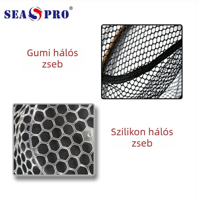 SEA PRO Szilárdfa fly fishing háló gumírozott vagy szilikon táskával patakhoz
