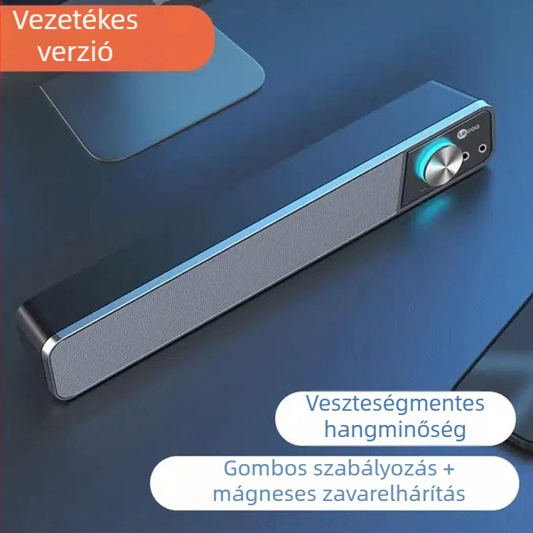 Lecoo DS102 Hosszú asztali vezetékes hangszóró subwooferrel és Bluetooth-szal, laptophoz és asztali számítógéphez